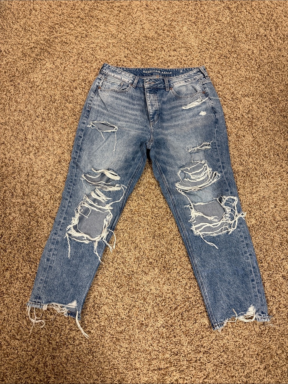 American Eagle Outfitters Medium Blue Ripped Boyfriend Jeans
